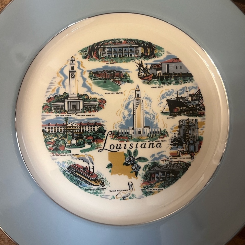 Vintage Louisiana porcelain wall plate